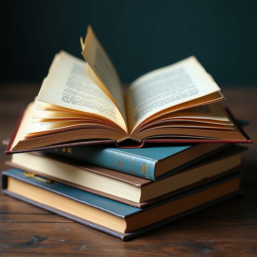 Stack of books on a windowsill